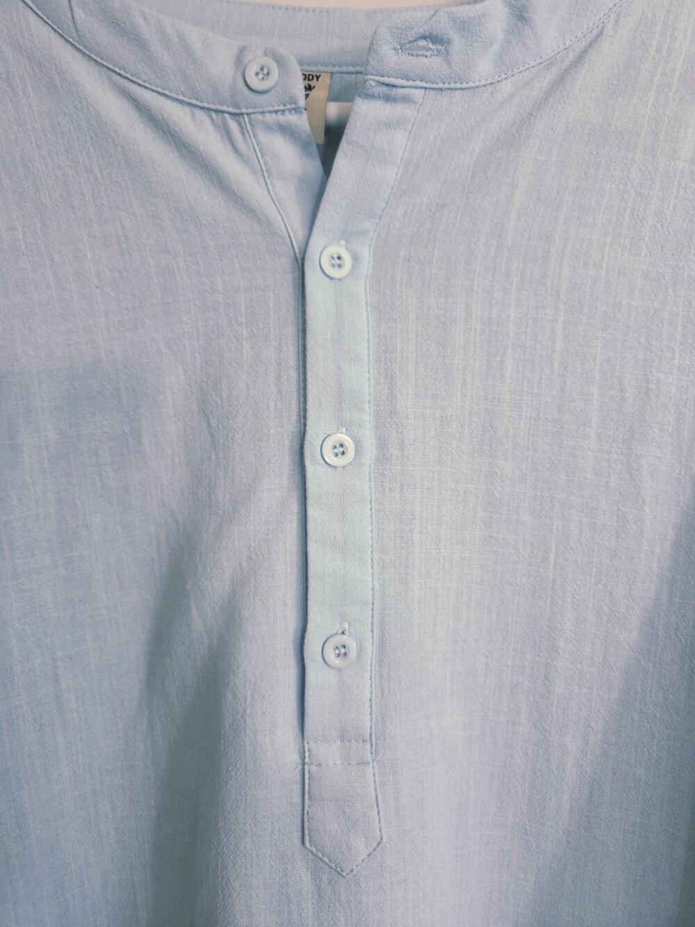 Hardaddy 100% Bamboo 1/4 Button Roll Up Long Sleeve Lightweight Shirt XXXL Blue